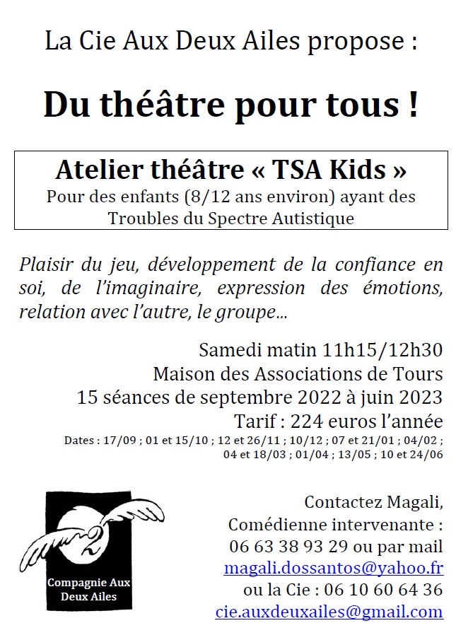 Affiche de l'atelier théâtre pour les enfants autistes