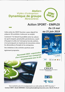 Affiche de l'action Sport emploi organisée par le CREPI